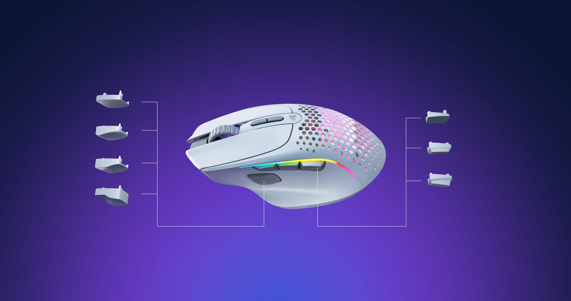 Alt View 12. Glorious - Model I 2 Ultra Lightweight Wireless Optical Gaming Mouse with 9 Programmable Buttons - Matte White.