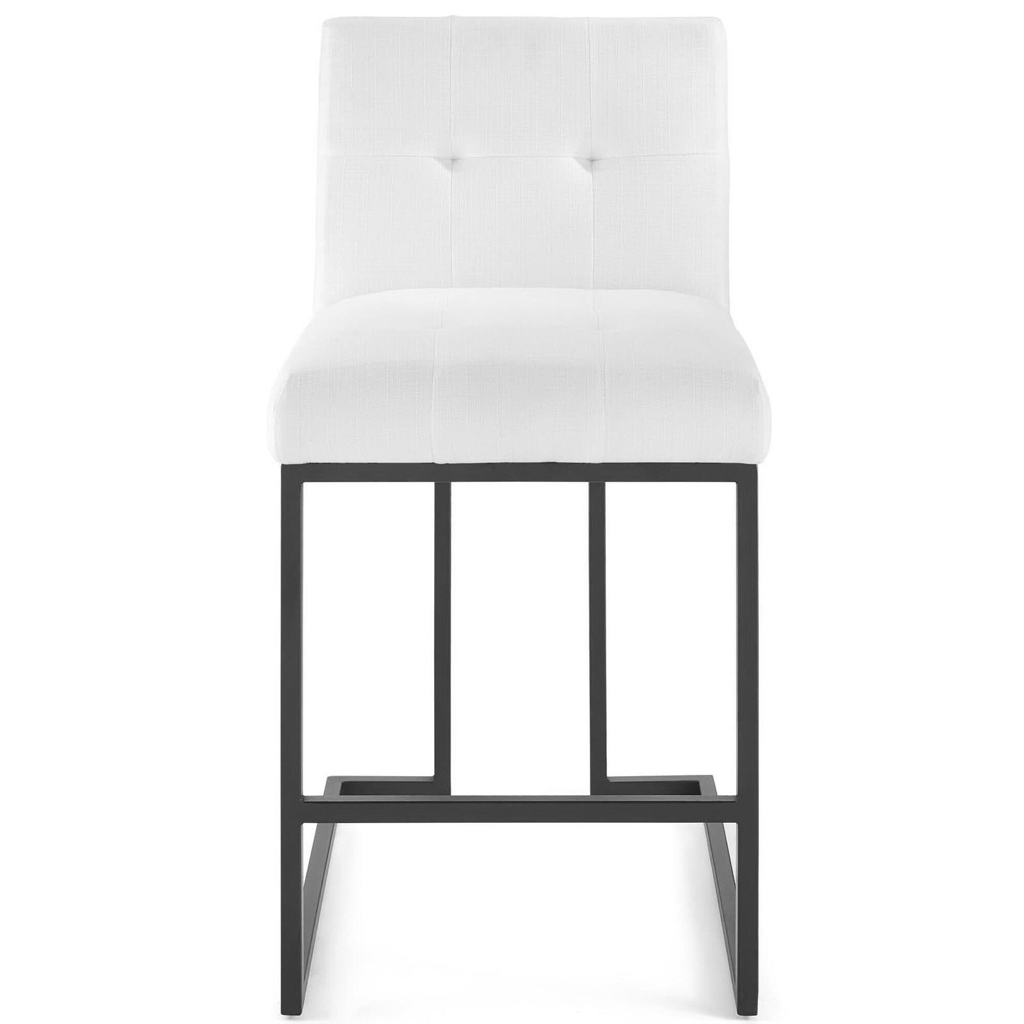Back. Modway - Privy Black Stainless Steel Upholstered Fabric Counter Stool by Modway - White.