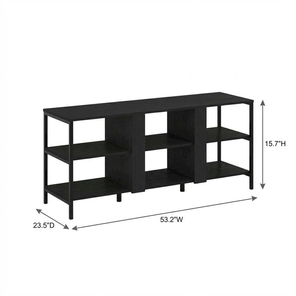 FurniFact - Modern black TV stand with open shelves for entertainment centers - Americano/Black price history on PriceWatchPro