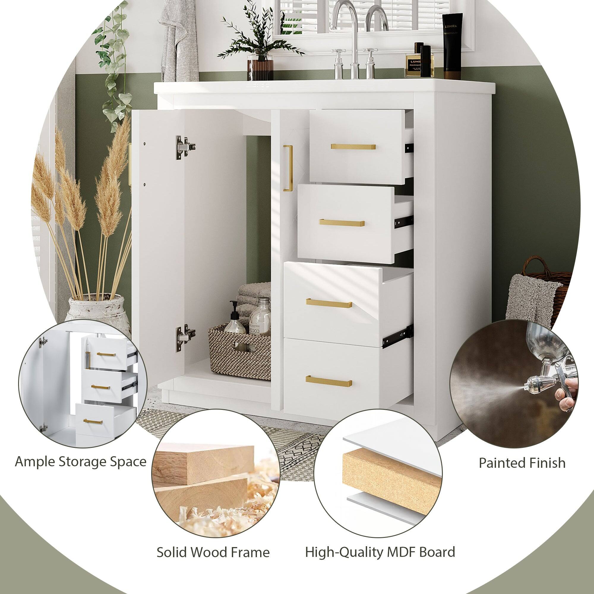 Ample Storage Space  
Painted Finish  
Solid Wood Frame  
High-Quality MDF Board