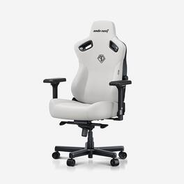 AndaSeat - Kaiser 3 Ergonomic Computer Gaming Chair with PVC Leather, Lumbar Support, Magnetic Headrest & 4D Armrests - L Size - Cloudy White