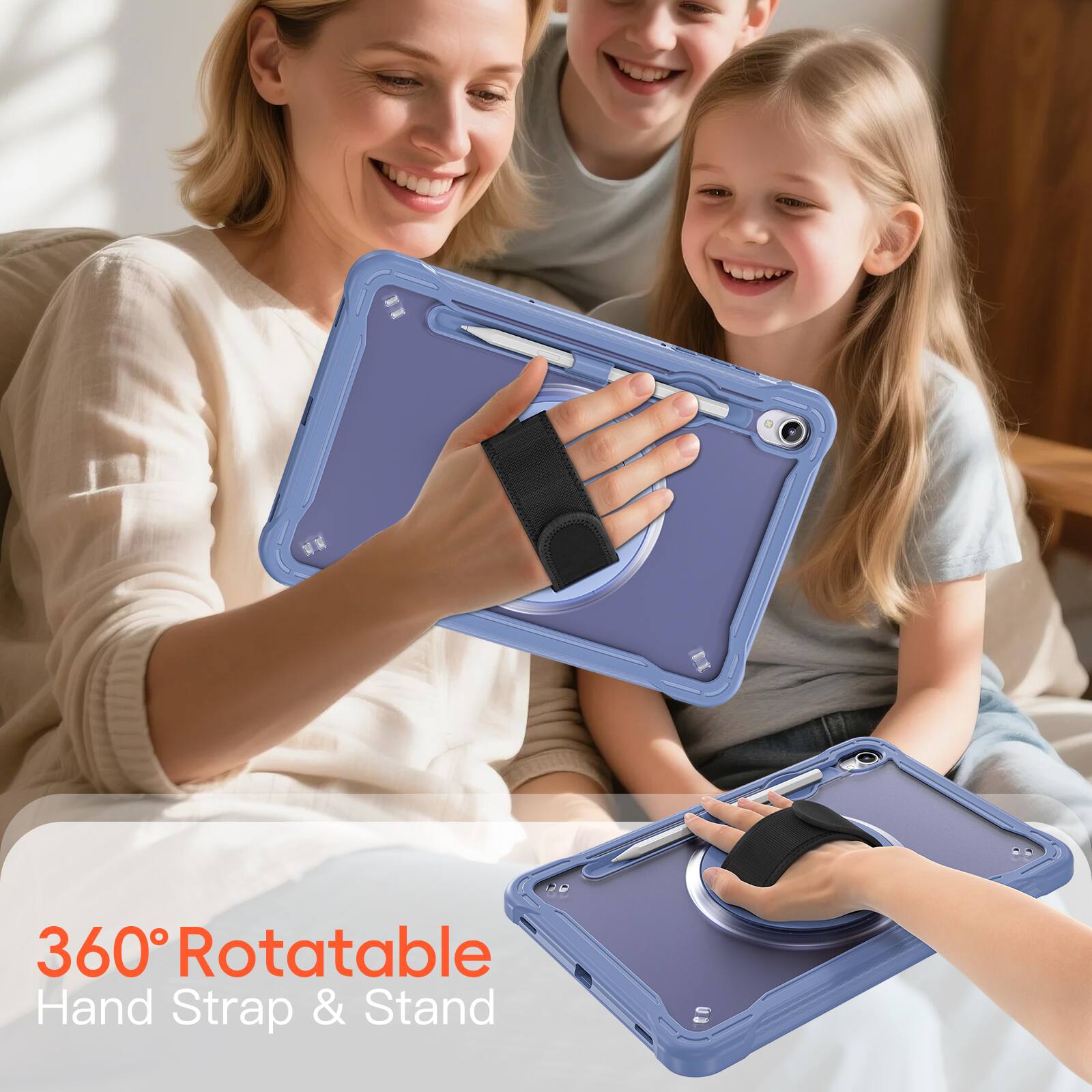 360° Rotatable Hand Strap & Stand