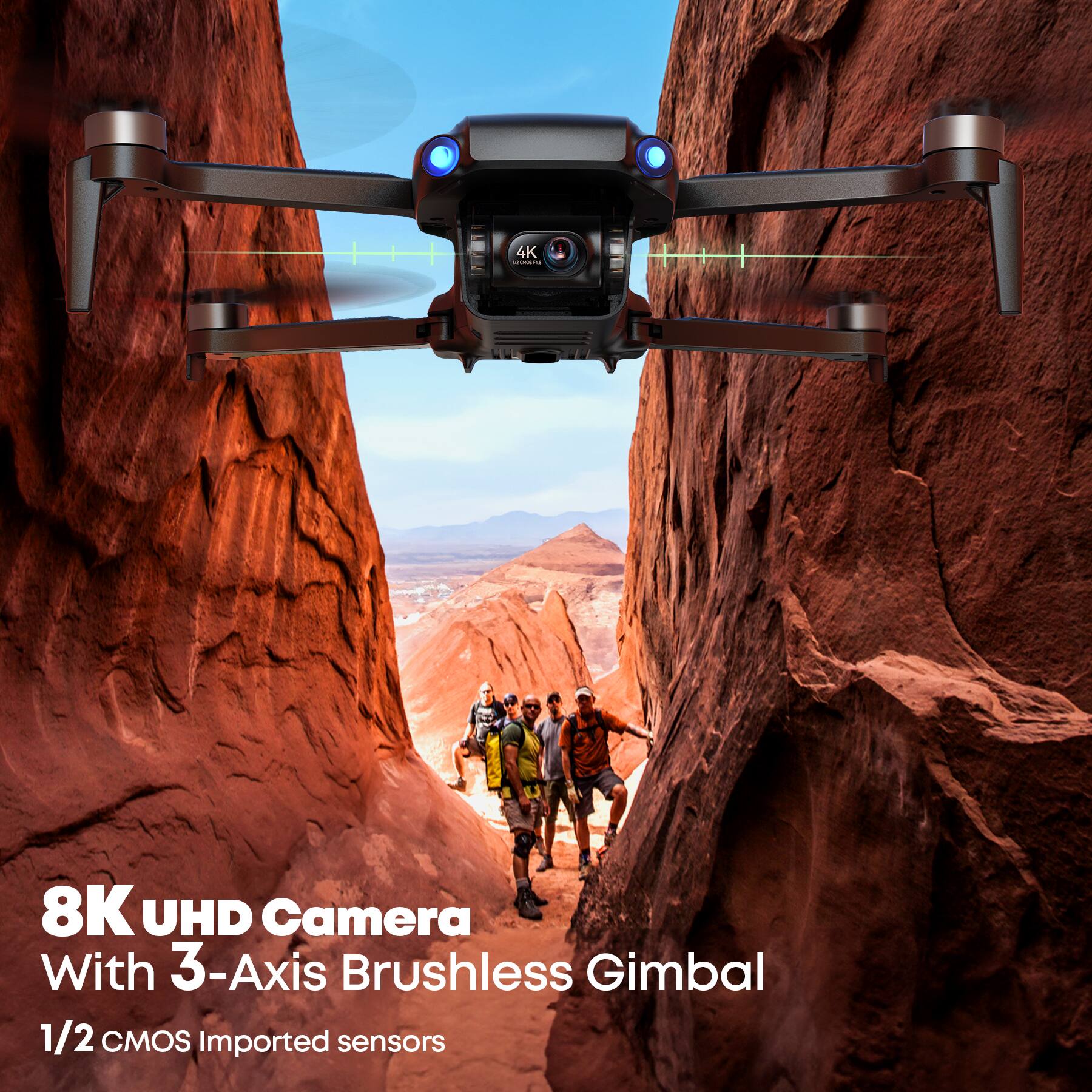 8K UHD Camera With 3-Axis Brushless Gimbal  
1/2 CMOS Imported sensors