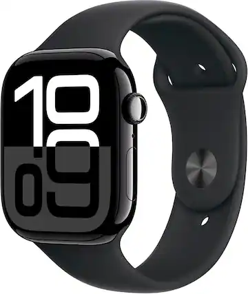 Front. Apple - Apple Watch Series 10 46mm Jet Black Cellular - Black.
