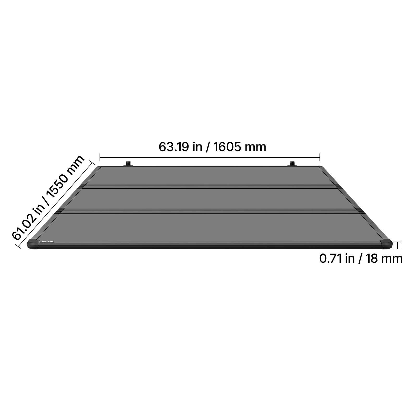 61.02 in / 1550 mm  
63.19 in / 1605 mm  
0.71 in / 18 mm