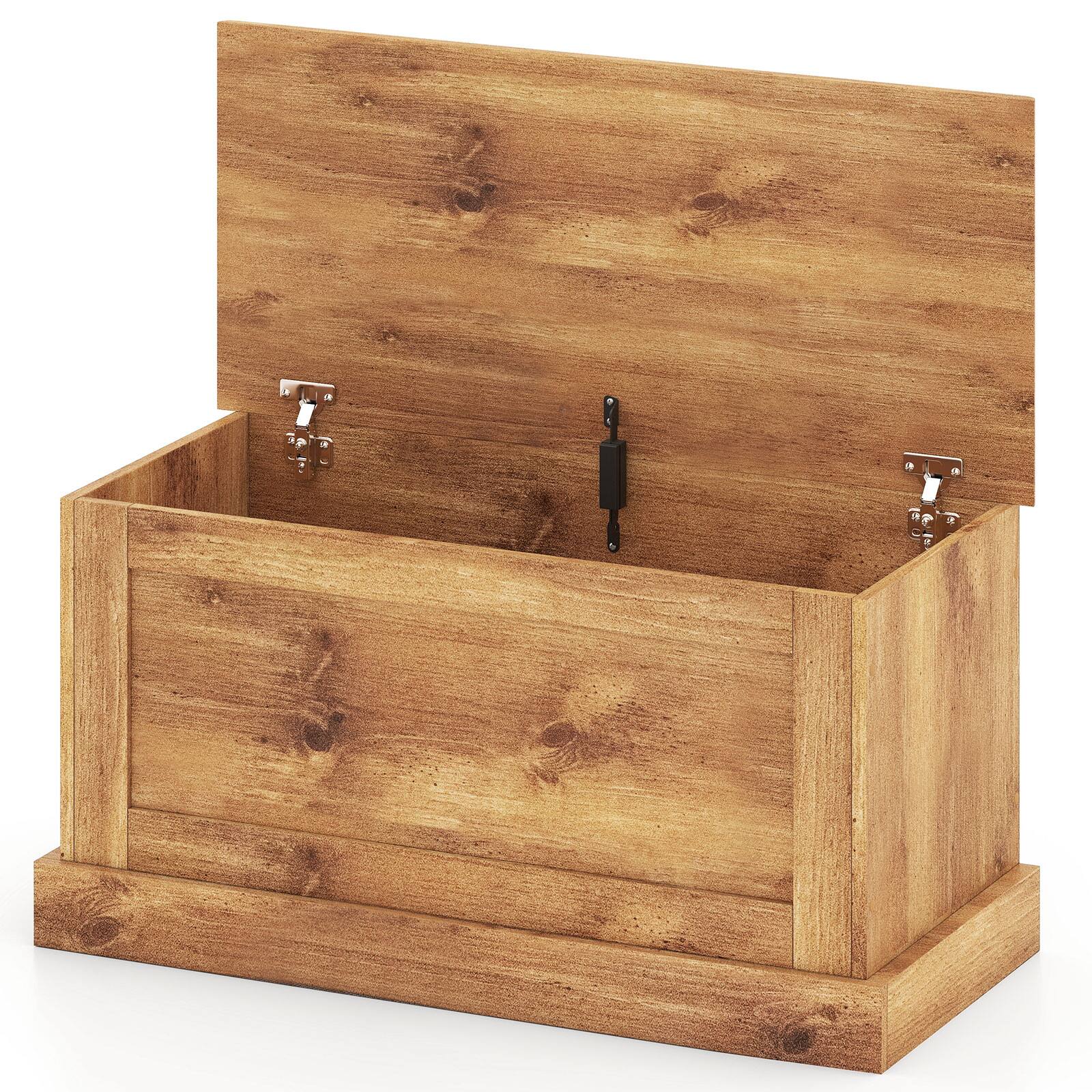 Alt View 8. Gymax - Gymax 35.5'' Storage Chest Lift Top Storage Box w/Safety Hydraulic Strut & Metal Hinges Oak - Yellow.