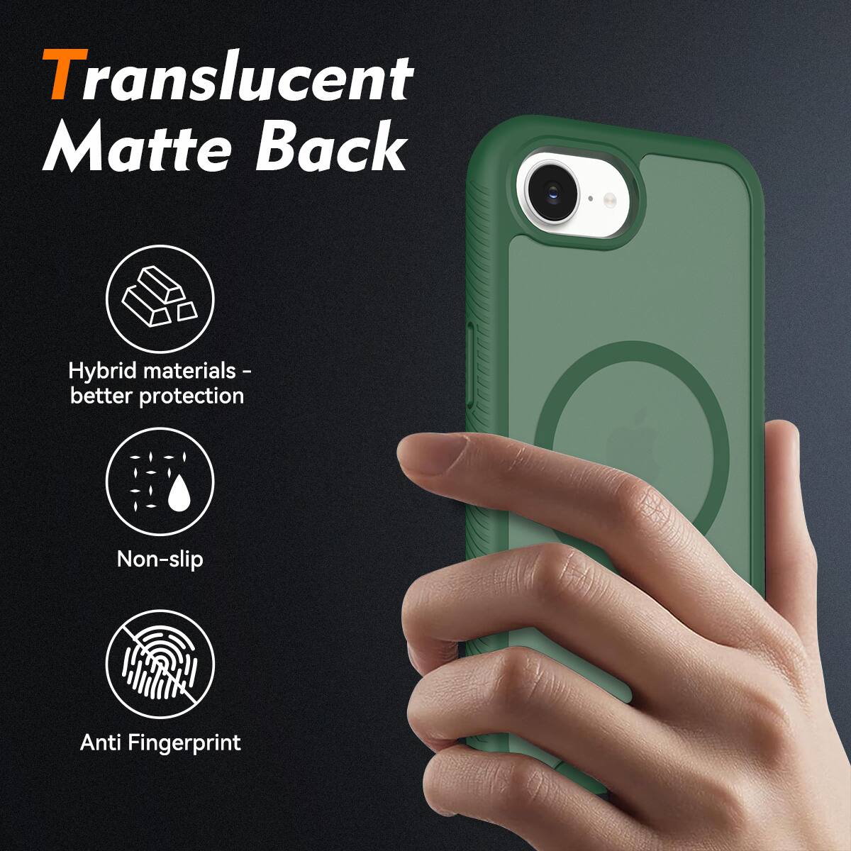 Translucent Matte Back Hybrid materials - better protection Non-slip Anti Fingerprint
