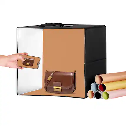 Front. VEVOR - Photo Studio Light Box, 16" x 16", 3000-5600K Adjustable 3 Color Temperatures Professional Shooting Tent Kit - Black.