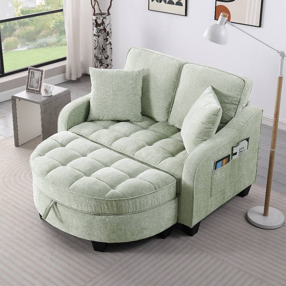 Front. Loheer - Loheer Two-Seater Sofa Corduroy Double Sofa Chaise Longue Cyan - Cyan.