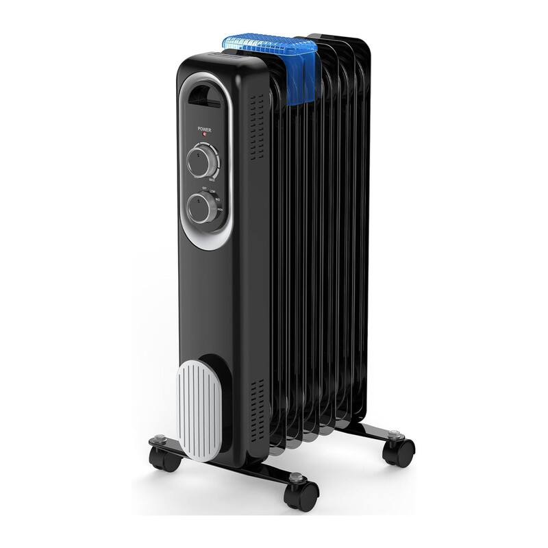 Front. AOITUN - 1500W Oil Filled Radiator Heater - Adjustable Thermostat, White (22.8×11.8×4.9in).