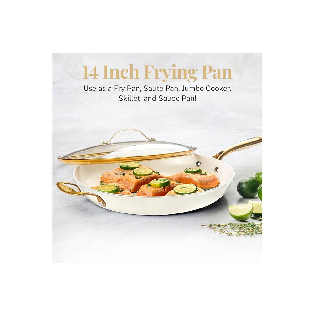 14 Inch Frying Pan  
Use as a Fry Pan, Saute Pan, Jumbo Cooker, Skillet, and Sauce Pan!
