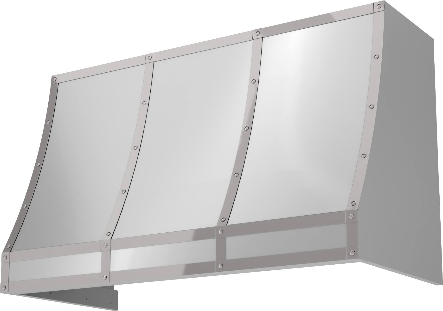 Angle. Zephyr - Forte 48 in. Convertible Wall Mount Custom Range Hood - Stainless Steel.