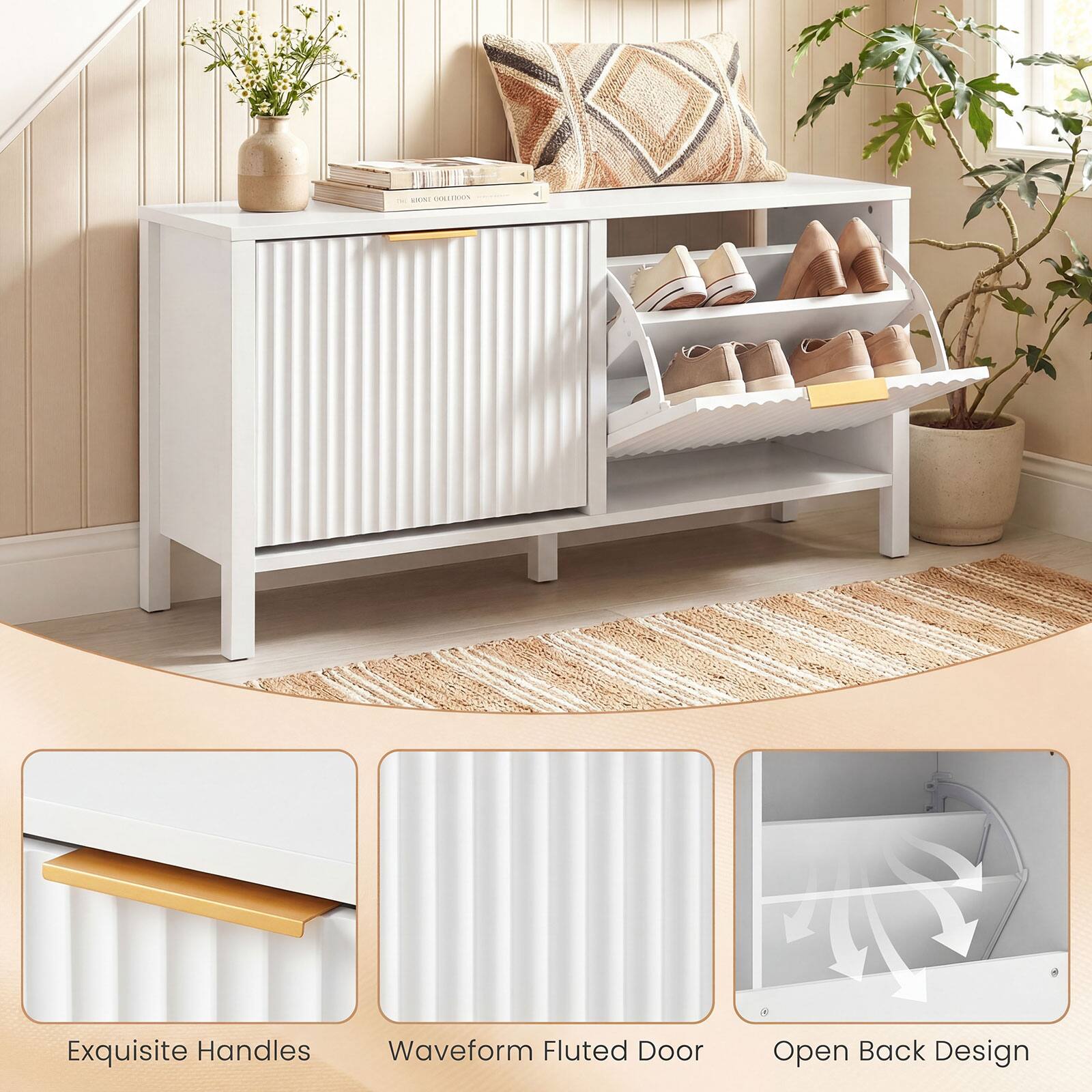 ada CHECON ... Exquisite Handles Waveform Fluted Door Open Back Design