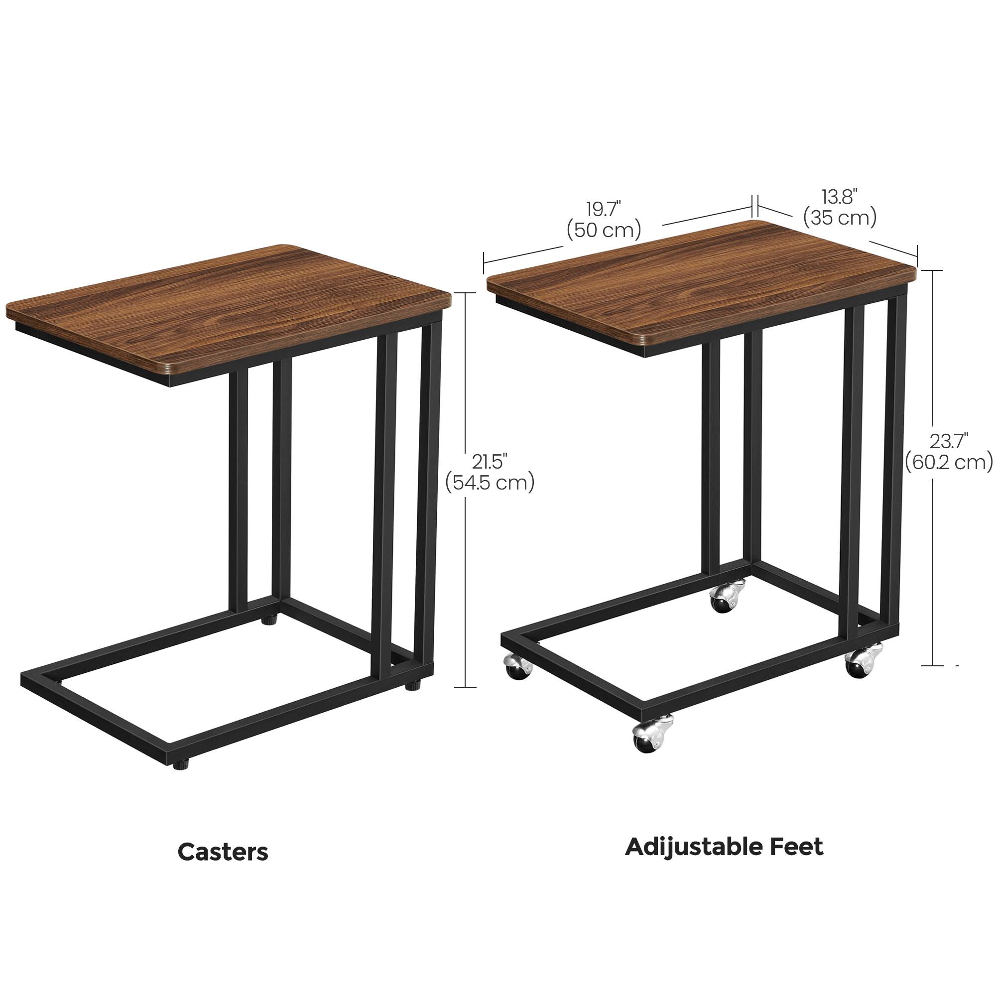 19.7" (50 cm)  
13.8" (35 cm)  
21.5" (54.5 cm)  
23.7" (60.2 cm)  

Casters  
Adjustable Feet