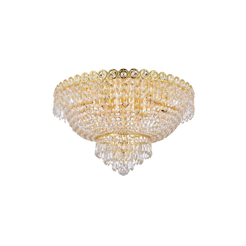 Alt View 1. Elegant Lighting - Century 9 light Gold Flush Mount Clear Royal Cut Crystal - Gold.