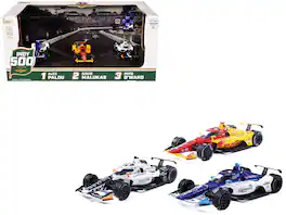 109th Indianapolis 500 (2025) Podium Set of 3 IndyCars 1/64 Diecast Model Cars by IXO Models