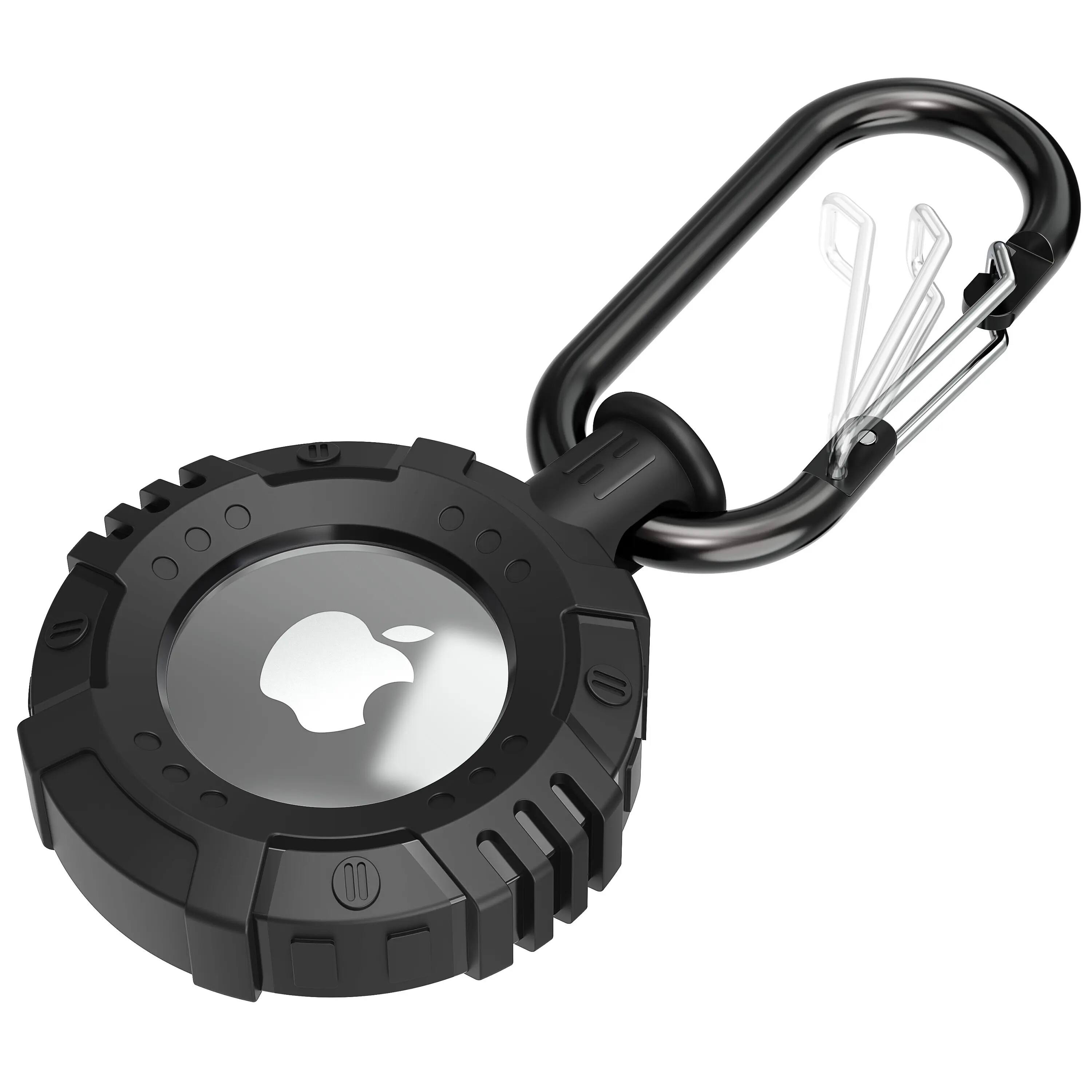 Alt View 2. Vena - For Apple AirTag Holder, AirTag Keychain Round TPU, AirTag Case Cover For Pet Dog Cat Collar Luggage, Black - Black.