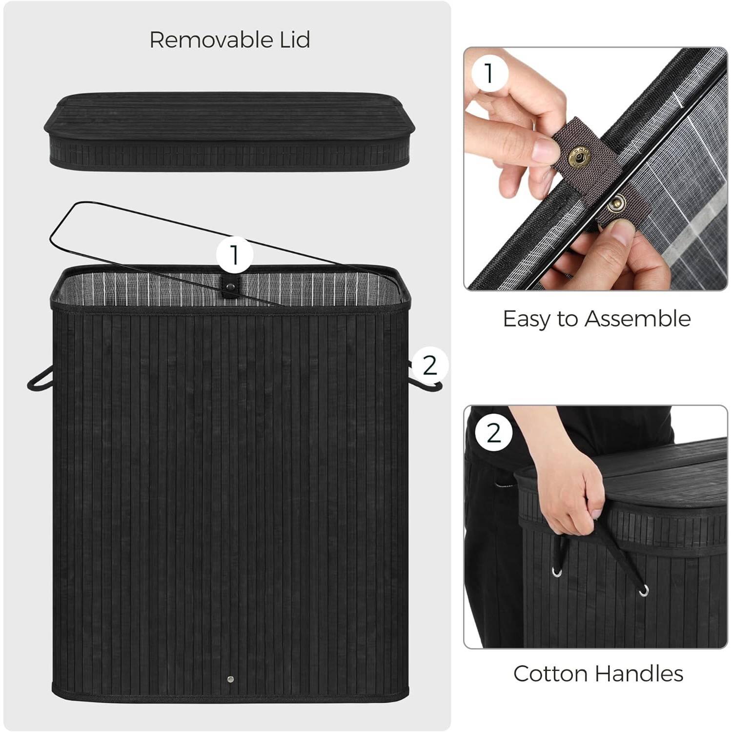 - Removable Lid
- Easy to Assemble
- Cotton Handles