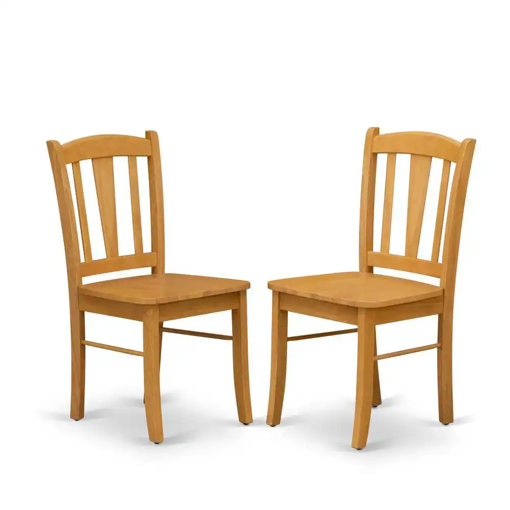Front. East West Furniture - ANDL3-OAK-W - 3-Piece Dinette Room Set- 2 Kitchen Dining Chair and Wooden Dining Table - Wooden Seat and Slatted Chair - Oak.