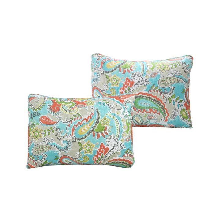 Back. Hivvago - Aqua Paisley Floral 4 Piece Daybed Cover Set - Aqua Paisley.
