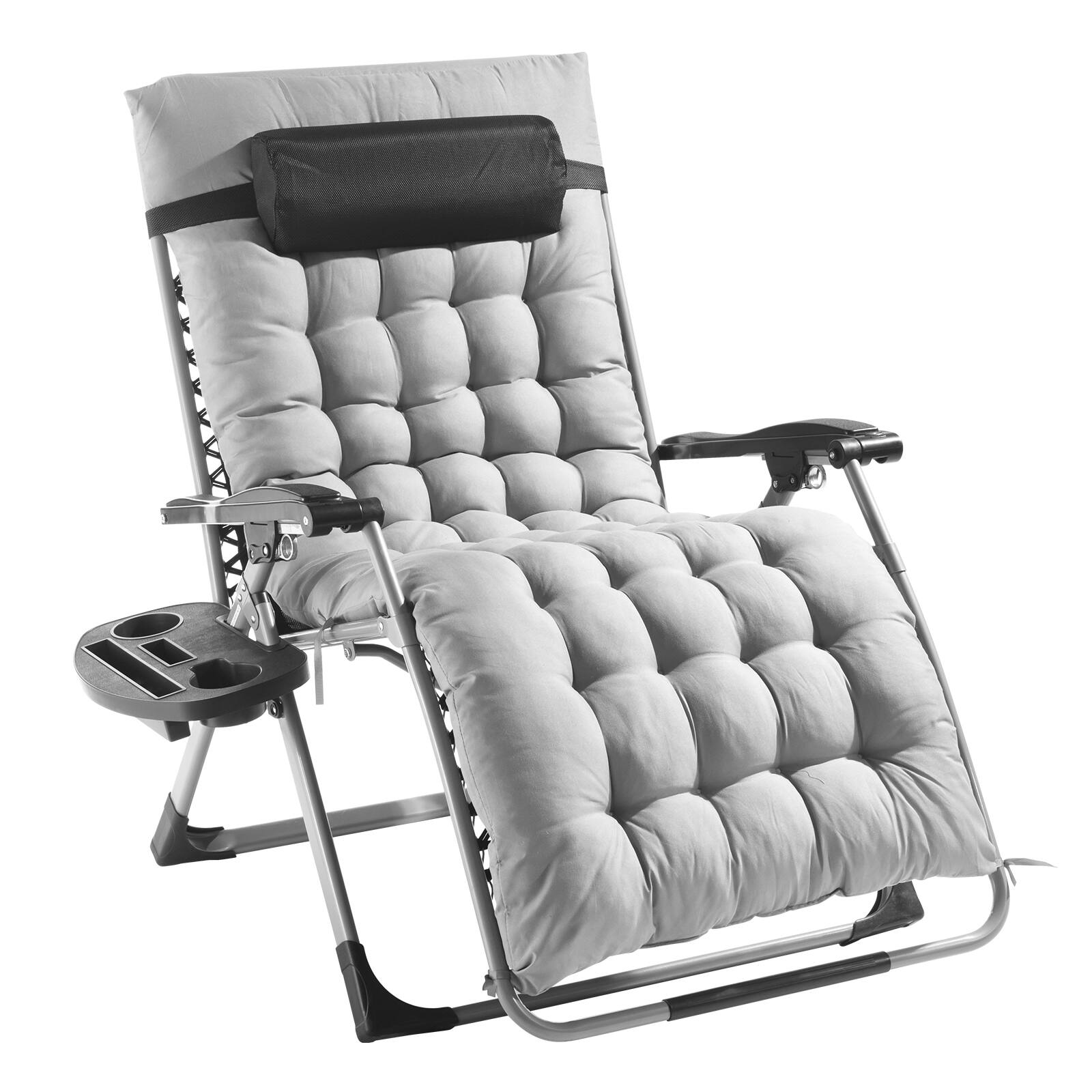 Alt View 5. VEVOR - Zero Gravity Chair, 33 inch Zero Gravity Recliner Lounge Chair for Indoor and Outdoor, Adjustable Anti Gravity Chair - Gray.