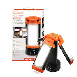 Black+Decker - Rechargeable LED Work Light with 3 Adjustable Panel Lights & Magnetic Mount, 2,000 Lumens - Orange