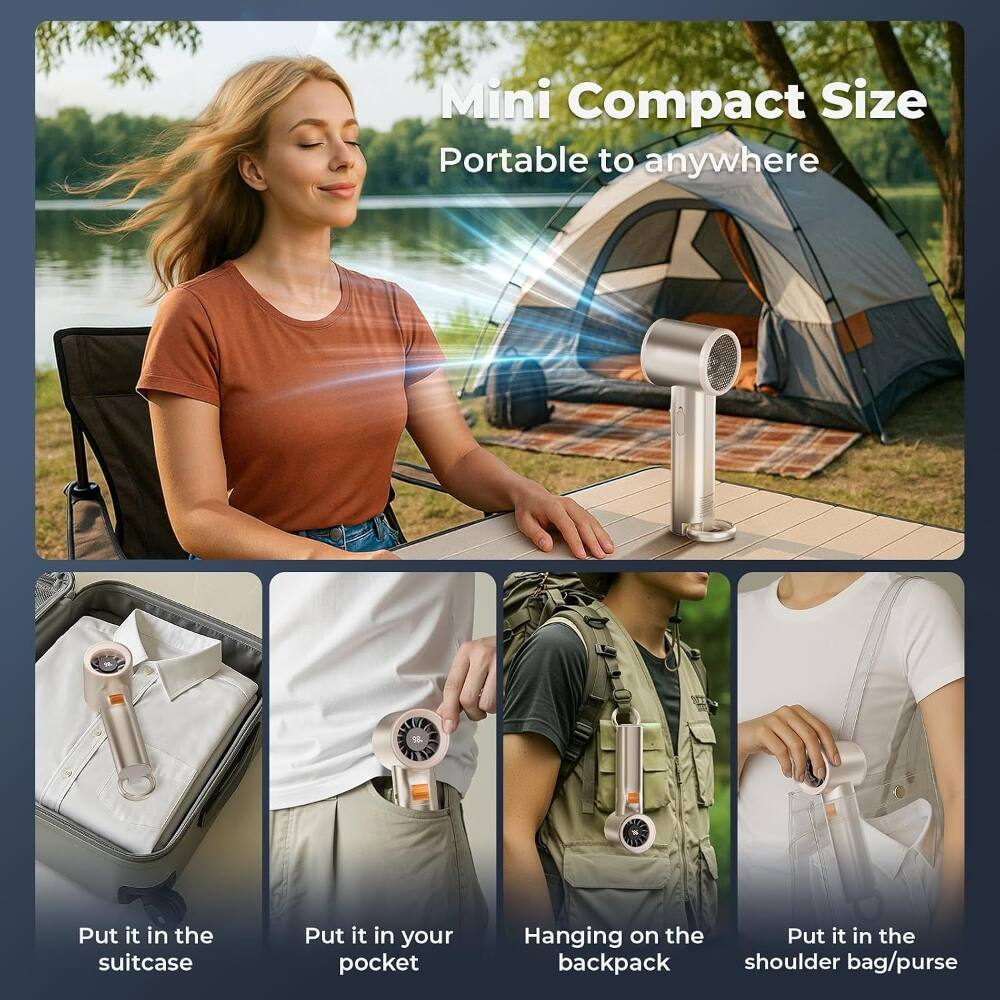 Mini Compact Size  
Portable to anywhere  

Put it in the suitcase  
Put it in your pocket  
Hanging on the backpack  
Put it in the shoulder bag/purse