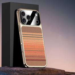 Dteck - Carbon Fiber Texture Phone Case for Apple iPhone 17 Pro Max, Slim Hard PC Protective Cover with Precision Camera Cutouts - Orange