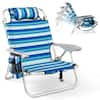 Front. Costway - Costway 1 PCS Folding Beach Chair for Adults Lightweight Aluminum Lounge Chair for Picnic - Blue.