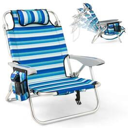 Costway - 1 PCS Folding Beach Chair for Adults Lightweight Aluminum Lounge Chair for Picnic - Blue