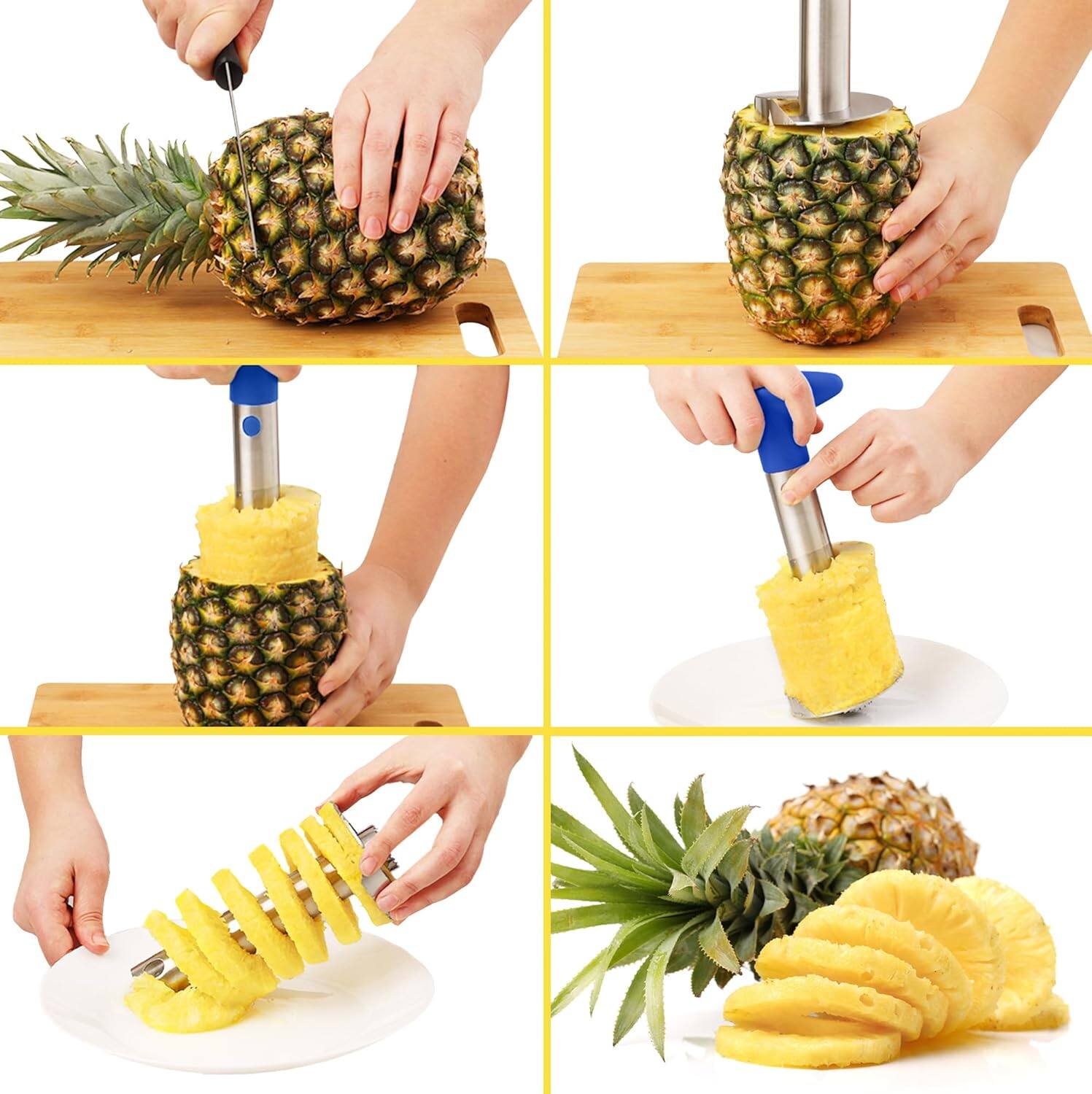 Alt View 5. Zulay Kitchen - Zulay Kitchen Stainless Steel Pineapple Corer & Slicer + Eye Removal Tool - Royal Blue.