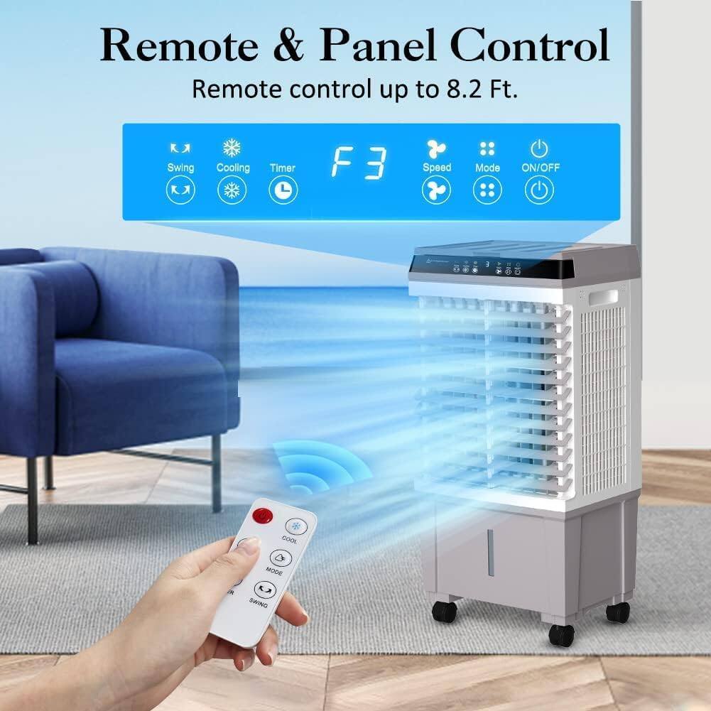 Remote & Panel Control  
Remote control up to 8.2 Ft.  

- Swing  
- Cooling  
- Timer  
- F3  
- Speed  
- Mode  
- ON/OFF  

- COOL MODE  
- SWING