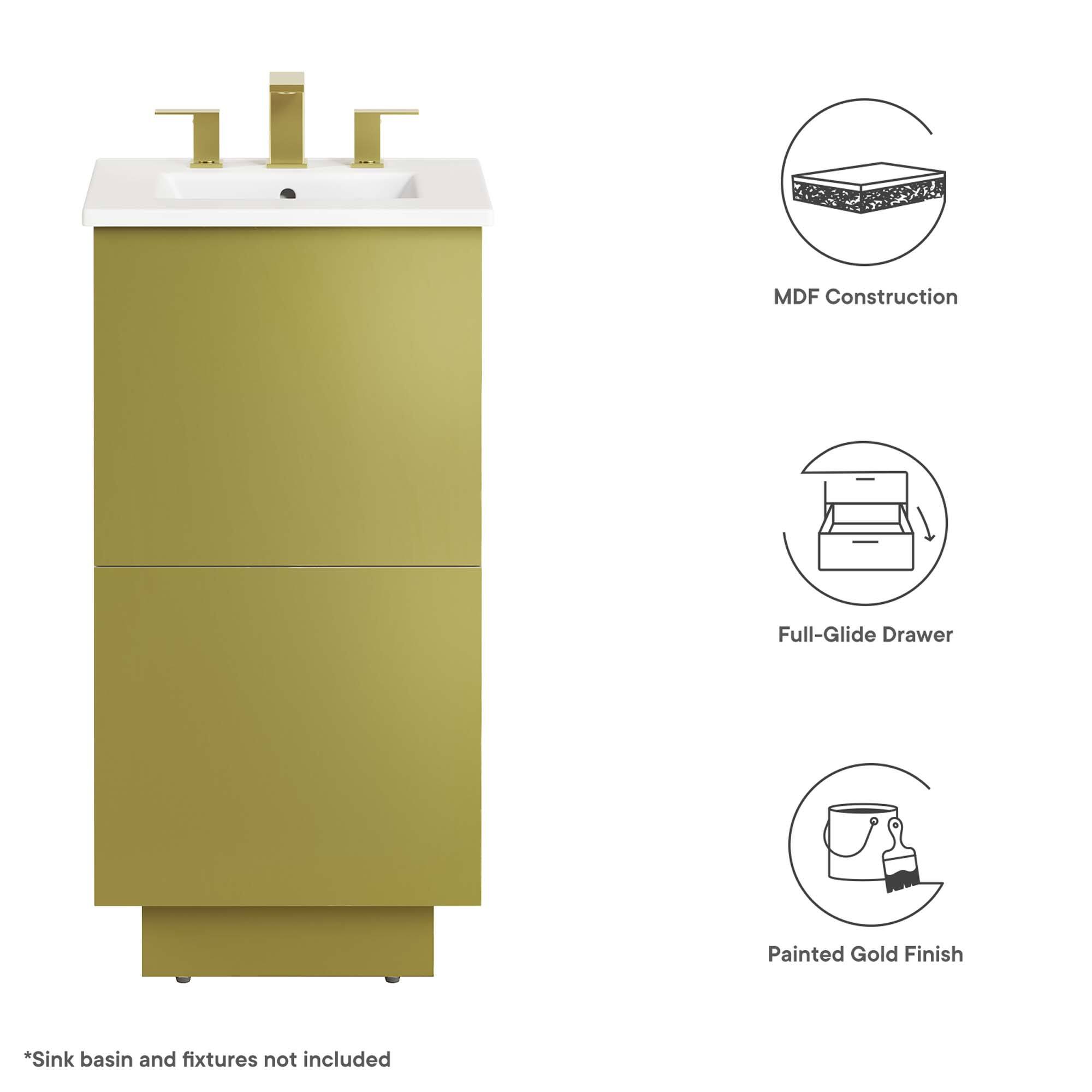 MDF Construction Full-Glide Drawer Painted Gold Finish  
*Sink basin and fixtures not included