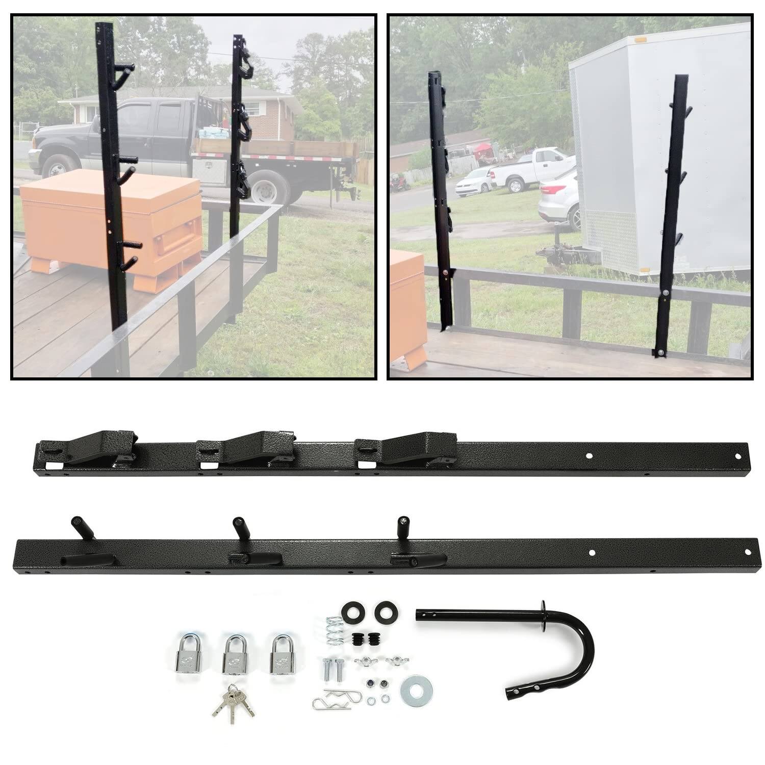 Front. Skar Audio - 3 Place Trimmer Rack Holder Carrier Mount On Open Landscape Trailer Pickup Weed Eater Racks With Lock 1 Pair - Default.