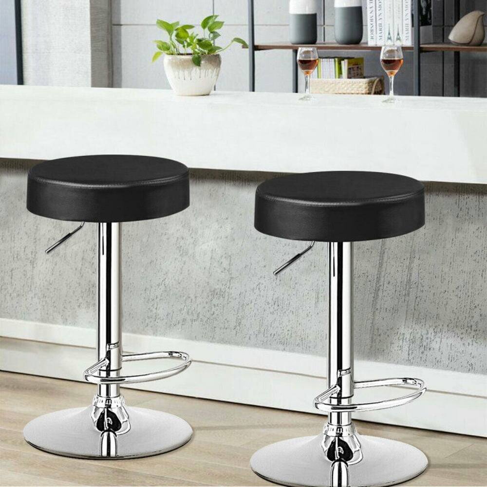Alt View 1. Pefilos - Set of 2 Height-Adjustable Swivel Round Bar Stool Pub Chairs-Black, Bar Height Stools, Counter Height Bar Stools for - Black.