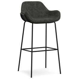 Simpli Home - Mira Contemporary Bar Stool Vegan Faux Leather - Distressed Slate Grey