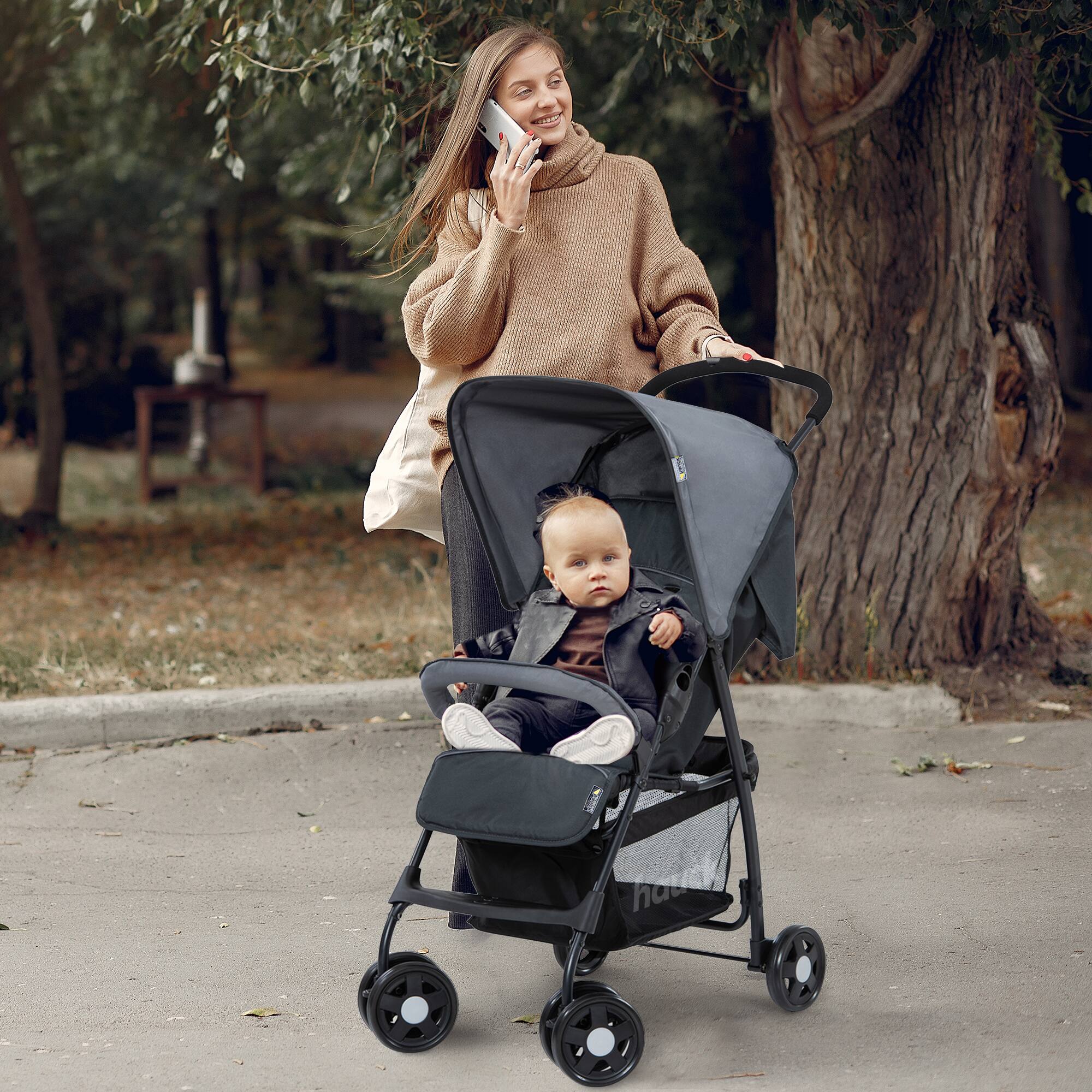 Alt View 2. hauck - hauck Sport T13 Lightweight Compact Foldable Stroller Pushchair, Charcoal Stone.