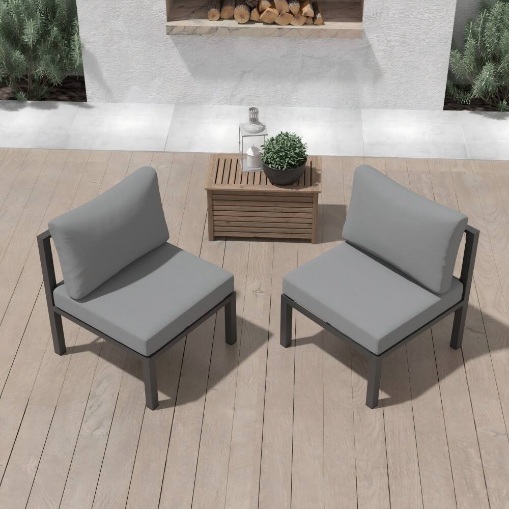 Left. Ainfox - Ainfox 2Pcs Patio Sofa LoveSeat Aluminum sofa - Black.