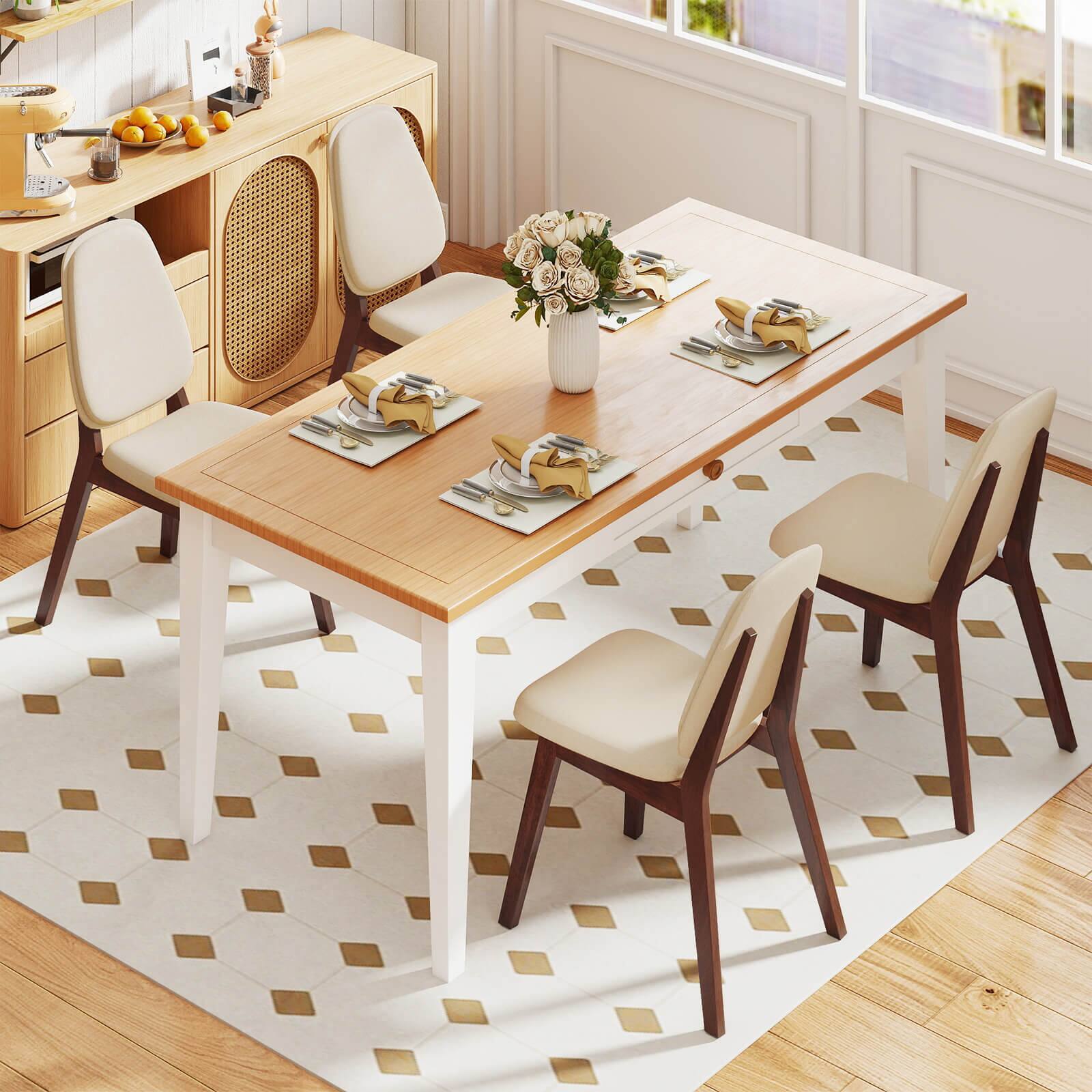 Alt View 3. Costway - Costway Modern Dining Chair Set of 2 with Upholstered Backrest Seat Linen Fabric for Room - Brown+Beige.