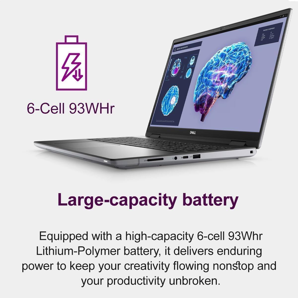 BRYANG

USA

6-Cell 93Whr

DELL

Large-capacity battery

Equipped with a high-capacity 6-cell 93Whr Lithium-Polymer battery, it delivers enduring power to keep your creativity flowing nonstop and your productivity unbroken.