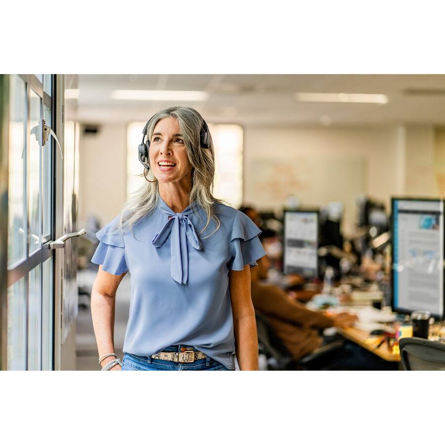 Alt View 5. HP - Poly Voyager 4310 USB-C Headset + BT700 Dongle - Siri, Google Assistant - Mono - USB Type C - Wired/Wireless - Bluetooth - Black.