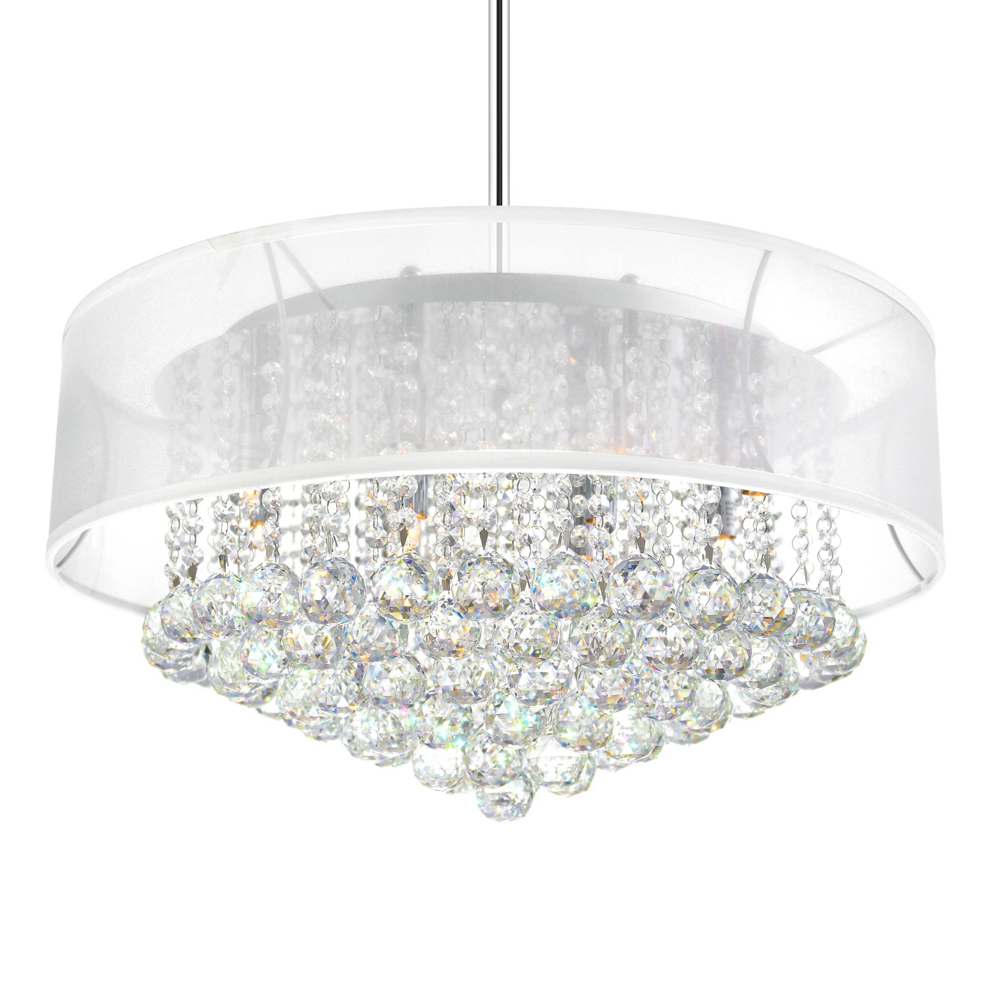 Back. CWI Lighting - Radiant 12 Light Drum Shade Chandelier With Chrome Finish - Chrome.