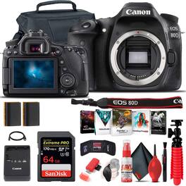 Canon - EOS 80D DSLR Camera (Body Only) (1263C004) + 64GB Card + Case + More