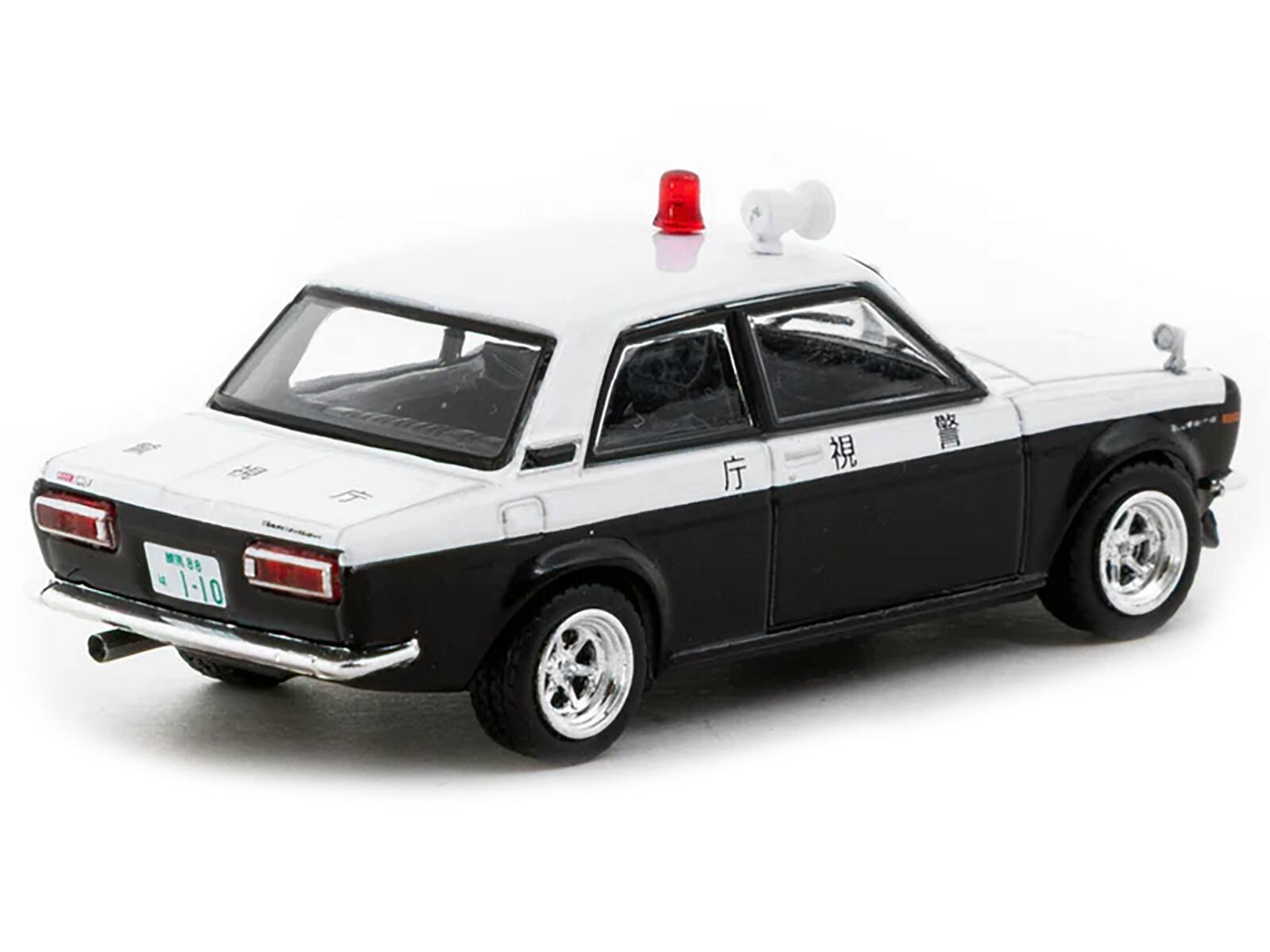 Left. Tarmac Works - Datsun 510 "Japanese Police" Black and White "Road64" Series 1/64 Diecast Model Car by Tarmac Works - Black and White.