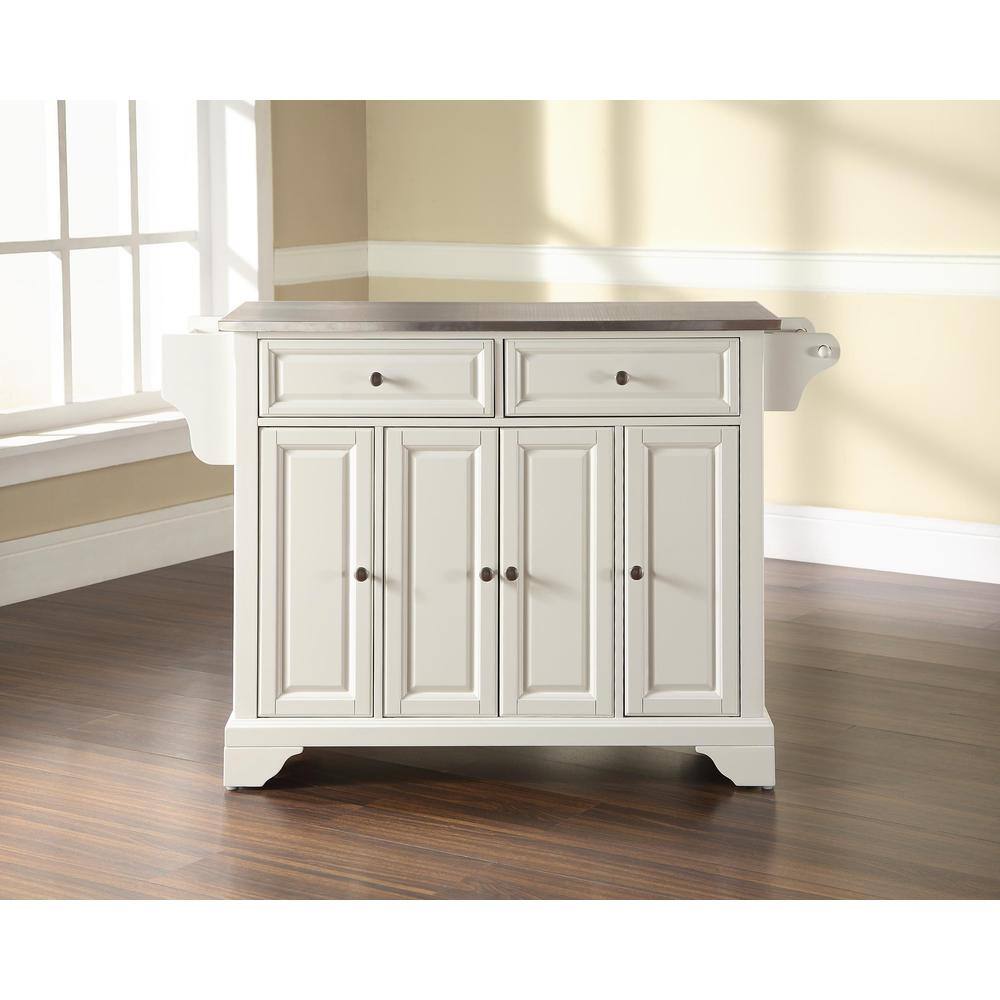 Left. Crosley Furniture - Lafayette Stainless Steel Top Full Size Kitchen Island/Cart - White.