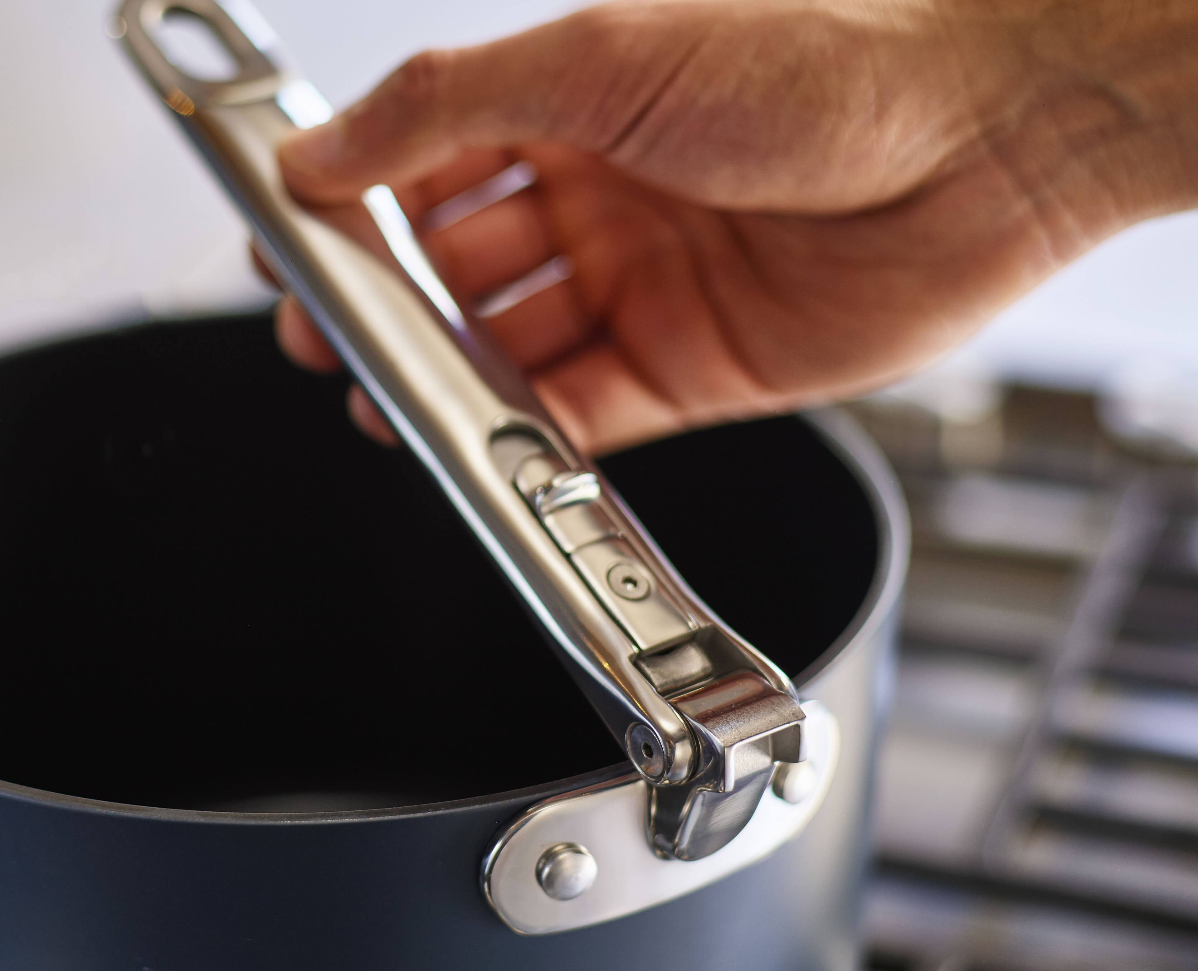 Alt View 4. Joseph Joseph - Space Ceramic Non-stick 2.9 Qt. Saucepan with Folding Handle and Lid - Blue.