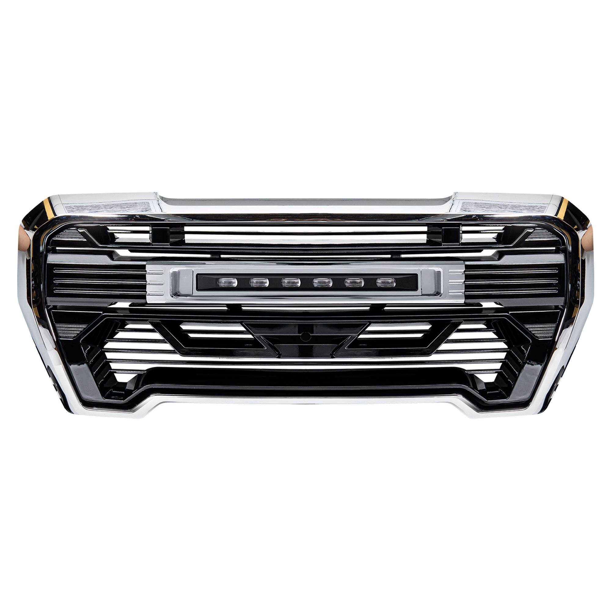 Alt View 7. AMERICAN MODIFIED - AMERICAN MODIFIED Grille w/Lights for 2019-2021 GMC Sierra 1500 Base, SLE, & SLT - Chrome.
