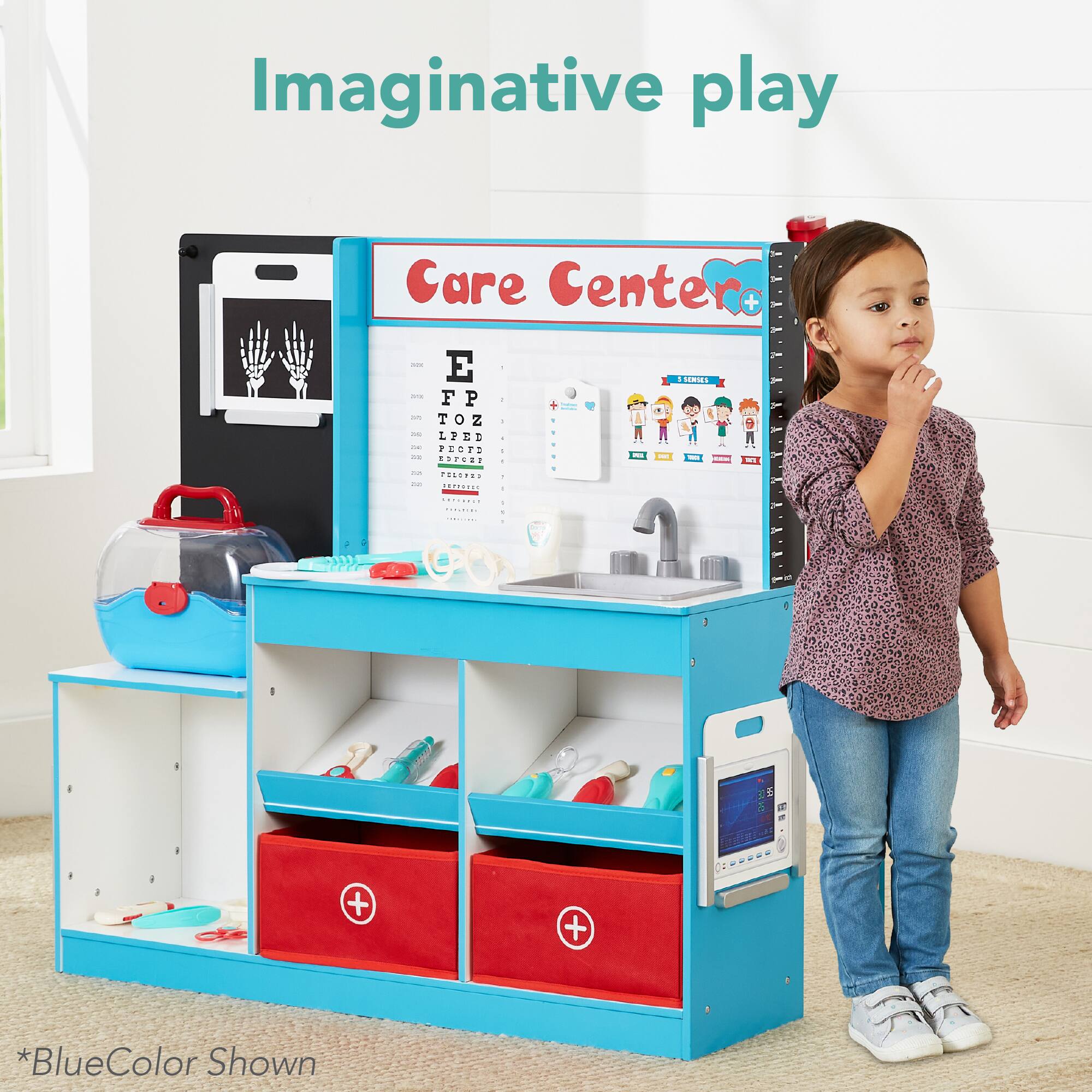 Imaginative play

Care Center

FP  
TOZ  
LPED  
PEOTS  
POT  
PLSS  
AN  
simes  

*BlueColor Shown