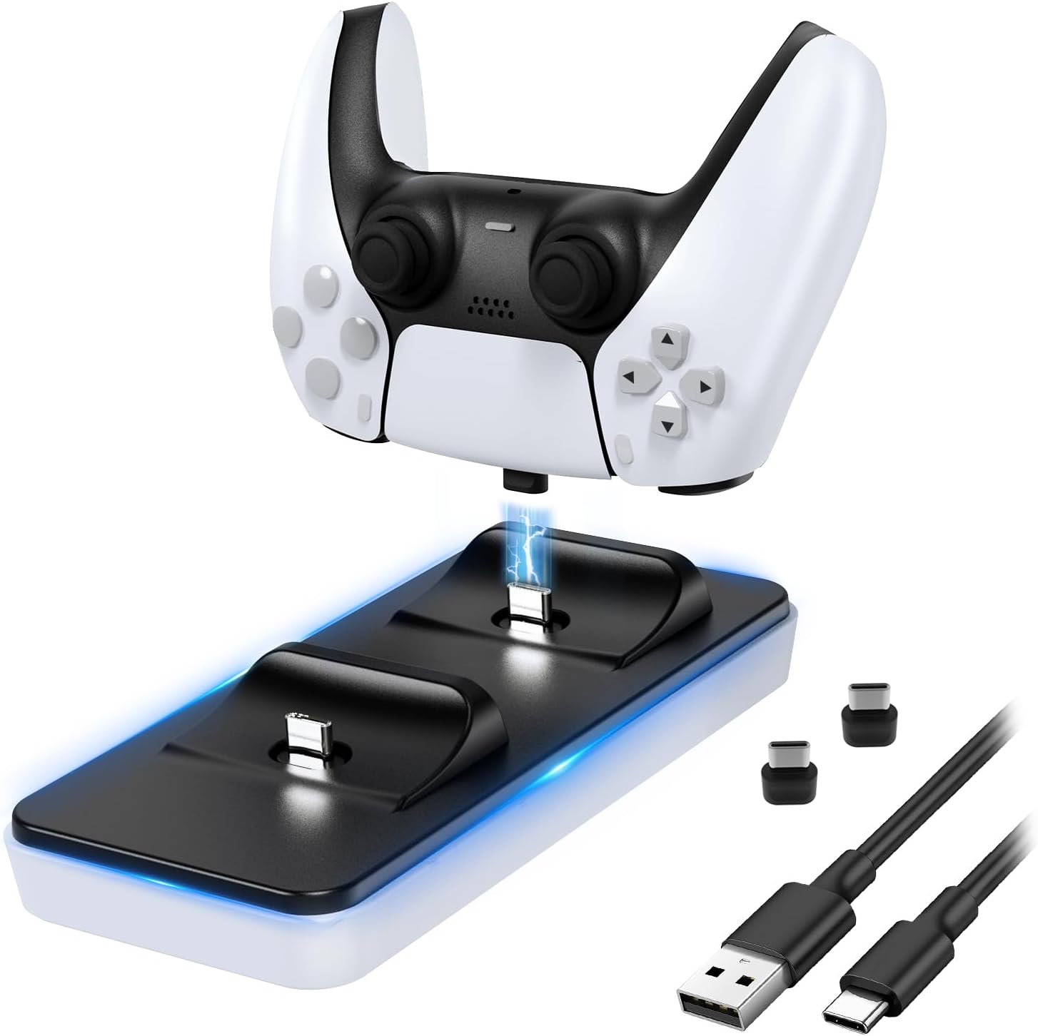 Front. Sweet - Wireless Dual Controller Charging Station for Playstation 5.