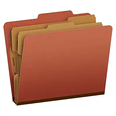 Front. Pendaflex - Moisture Resistant Heavy Duty Classification Folder, 2-Dividers, 2" Expansion, Letter Size, Brick Red, 10/Box - Brick Red.